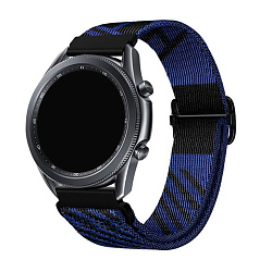 Ремешок для Samsung Watch 22mm нейлон синий с чёрным