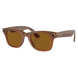 Умные очки Ray-Ban Wayfarer Shiny Caramel, Brown Polarized, (53-22-155mm)