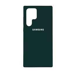 Клип-кейс (накладка) Silicone cover закрытый для Samsung Galaxy S22 Ultra силикон, тёмно-зелёный