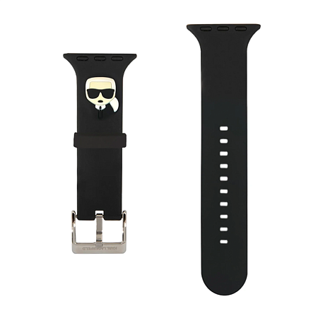 Ремешок CG Mobile Lagerfeld Karl Head для Apple Watch 44 / 45 / 46 / 49mm силикон (Уценка) чёрный (отличное состояние, повреждена упаковка) - 2