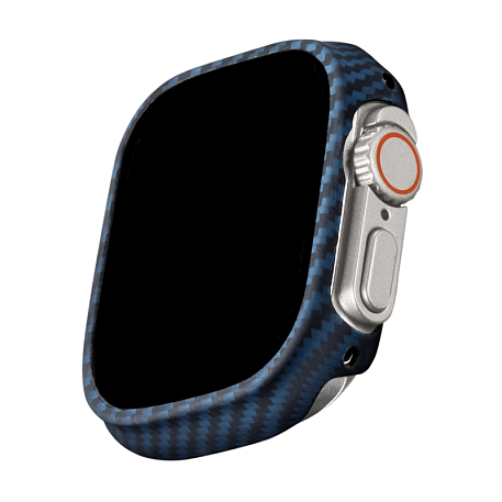 Чехол-бампер Pitaka AirCase для Apple Watch Ultra / Ultra 2 / Ultra 3 49mm кевлар (арамид), чёрно-синий (полоска) - 2