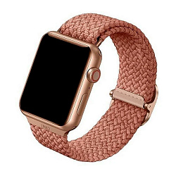 Плетёный монобраслет UNIQ Aspen для Apple Watch 44 / 45 / 46 / 49mm нейлон розовый