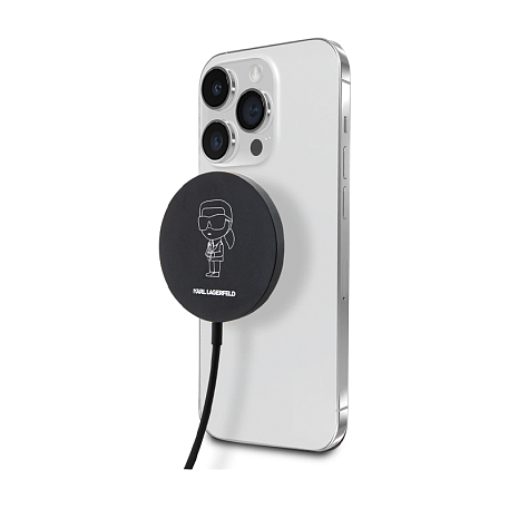 Беспроводное зарядное устройство CG Mobile Lagerfeld MagSafe Wireless charger 15 Вт (Уценка) чёрный (хорошее состояние, пятно на корпусе) - 3