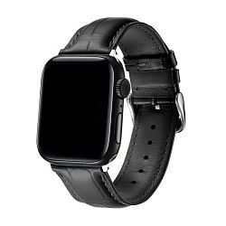 Ремешок Classic для Apple Watch 38 / 40 / 41 / 42mm кожа чёрный рельефный