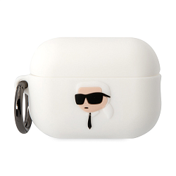 Кобура CG Mobile Lagerfeld Silicone Case With Ring для Apple AirPods Pro 2 силикон, "NFT 3D Karl" белый