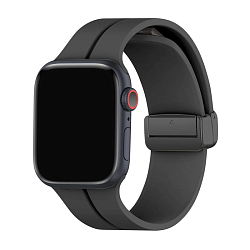 Ремешок D-Buckle для Apple Watch 44 / 45 / 46 / 49mm силикон чёрный