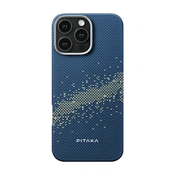 Клип-кейс (накладка) Pitaka StarPeak Tactile Woven case для Apple iPhone 16 Pro кевлар (арамид), "млечный путь"