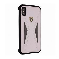 Клип-кейс (накладка) iMOBO Lamborghini для Apple iPhone X / Xs силикон, белый с карбоновыми вставками