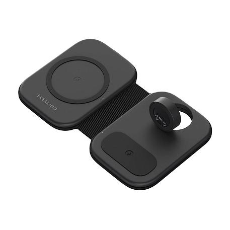 Беспроводное зарядное устройство Breaking 3 in 1 Charging Stand DS01 20 Вт (Уценка) чёрный (хорошее состояние, мелкие потертости, неполный комплект) - 2