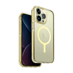 Клип-кейс (накладка) UNIQ Combat MagSafe для Apple iPhone 15 Pro Max полиуретан, прозрачно-жёлтый