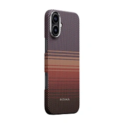 Клип-кейс (накладка) Pitaka Tactile Woven Case для Apple iPhone 16 Plus кевлар (арамид), "закат"
