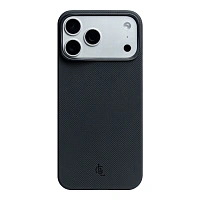 Клип-кейс (накладка) LLC Kevlar для Apple iPhone 17 Pro кевлар (арамид), чёрно-серый
