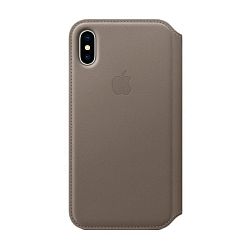 Чехол-книжка Apple Leather Folio для Apple iPhone X кожа, Taupe