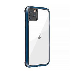 Клип-кейс (накладка) K-DOO Ares для Apple iPhone 12 / 12 Pro поликарбонат, алюминий, прозрачный с синей  рамкой