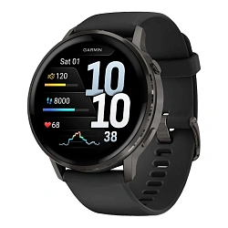 Умные часы Garmin Venu 4 45mm чёрный (чёрный ремешок)