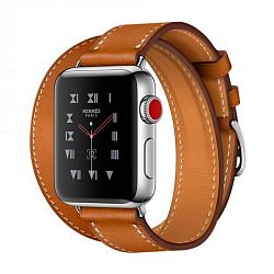 Ремешок Double Tour для Apple Watch 44 / 45 / 46 / 49mm кожа коричневый