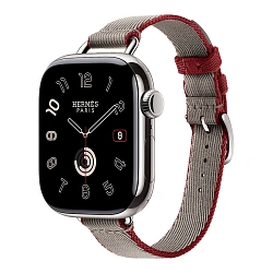 Умные часы Apple Watch Hermes Series 11 42mm GPS + Cellular Silver Titanium Case Gris Single Tour Meyer/Rouge Grenat Twill Jump Attelage Strap