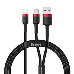 Дата-кабель Baseus Cafule USB + Type-C to Lightning 1.2 м, чёрный