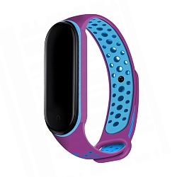 Спортивный ремешок Nike для Mi Band 5 / 6 / 7 силикон фиолетовый с синим