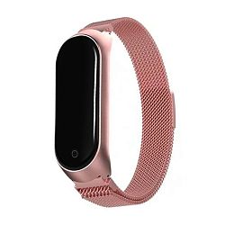 Браслет Миланский сетчатый для Mi Band 3 / 4 сталь розовое золото