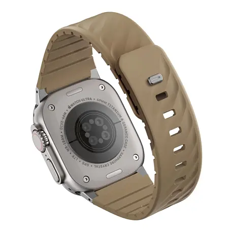 Спортивный ремешок UNIQ Fluo для Apple Watch 38 / 40 / 41 / 42 / 44 / 45 / 46 / 49mm каучук песочный - 2
