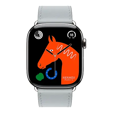 Умные часы Apple Watch Hermes Series 11 46mm GPS + Cellular Silver Titanium Case Bleu Glacier Single Tour Strap (with Orange Hermès Sport band) - 2