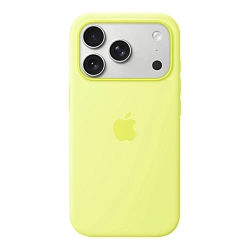 Клип-кейс (накладка) Silicone Case MagSafe для Apple iPhone 17 Pro силикон, "неоновый жёлтый"