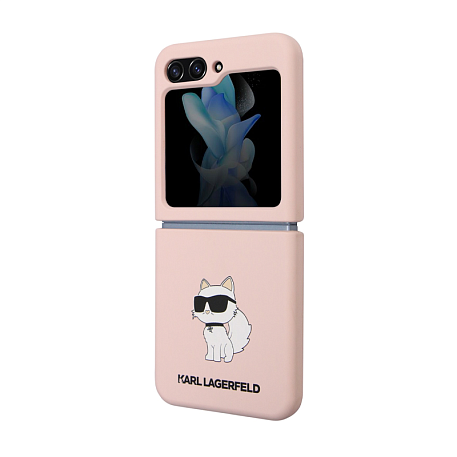 Клип-кейс (накладка) CG Mobile Lagerfeld Karl Head для Samsung Galaxy Z Flip 5 силикон, "NFT 3D Choupette" розовый - 2
