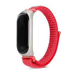 Спортивный браслет для Mi Band 3 / 4 текстиль красный