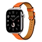 Умные часы Apple Watch Hermes Series 11 42mm GPS + Cellular Silver Titanium Case Orange Single Tour Attelage Strap (with Orange Hermès Sport band)