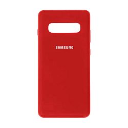 Клип-кейс (накладка) Silicone cover закрытый для Samsung Galaxy S10 Plus силикон, красный