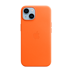 Клип-кейс (накладка) Leather Case MagSafe для Apple iPhone 14 кожа, оранжевый