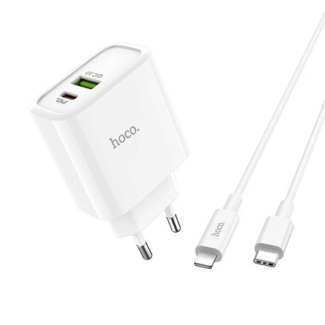 Сетевое зарядное устройство + кабель Lightning Hoco C57A 18 Вт, белый - 2