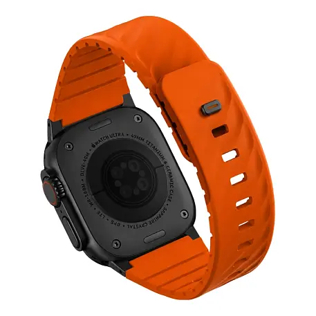 Спортивный ремешок UNIQ Fluo для Apple Watch 38 / 40 / 41 / 42 / 44 / 45 / 46 / 49mm каучук оранжевый - 2