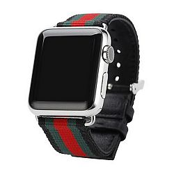 Ремешок с рисунком для Apple Watch 44 / 45 / 46 / 49mm текстиль (Guchi) черный