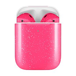 Беспроводные наушники Apple AirPods 2 с зарядным футляром розовый с блёстками (MV7N2)