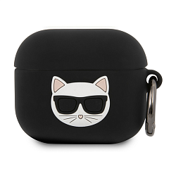 Кобура CG Mobile Lagerfeld Silicone Case With Ring для Apple AirPods 3 силикон, "Choupette" чёрный