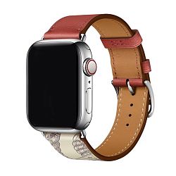 Ремешок Simple Tour для Apple Watch 38 / 40 / 41 / 42mm кожа розовый с коричневым