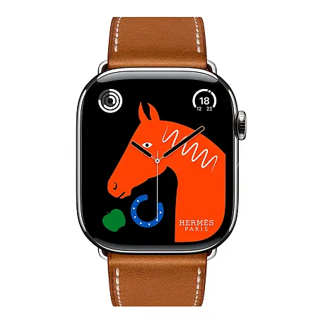 Умные часы Apple Watch Hermes Series 11 46mm GPS + Cellular Silver Titanium Case Fauve Single Tour Deployment Buckle Strap (with Orange Hermès Sport band) - 2