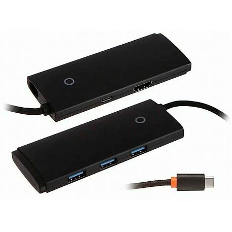 Адаптер-разветвитель для компьютера Baseus Lite Series 5-Port Type-C HUB Docking Station (5в1) (Уценка) чёрный (хорошее состояние, царапины) - 2
