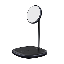 Беспроводное зарядное устройство Baseus Swan 2in1 Wireless Magnetic Charger Bracket 10 Вт чёрный