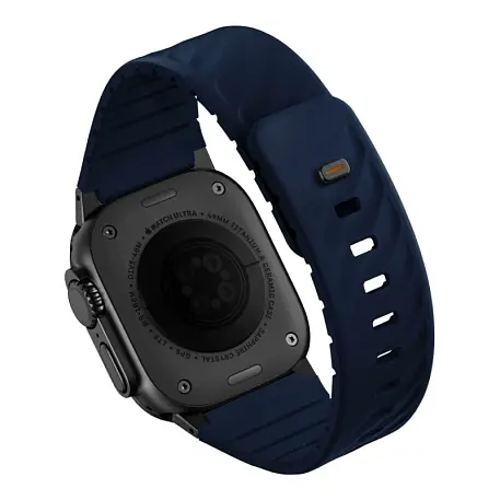 Спортивный ремешок UNIQ Fluo для Apple Watch 38 / 40 / 41 / 42 / 44 / 45 / 46 / 49mm каучук синий - 2