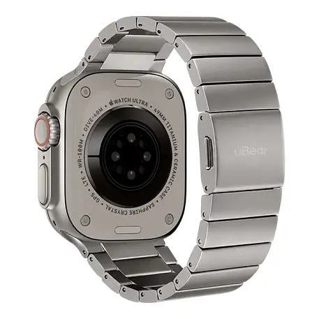 Блочный браслет uBear Grade для Apple Watch 46 / 49mm титан "натуральный титан" - 2