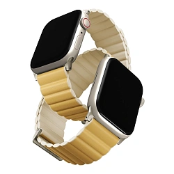 Магнитный браслет UNIQ Revix Premium Edition для Apple Watch 38 / 40 / 41 / 42mm искусственная кожа, силикон горчично-бежевый