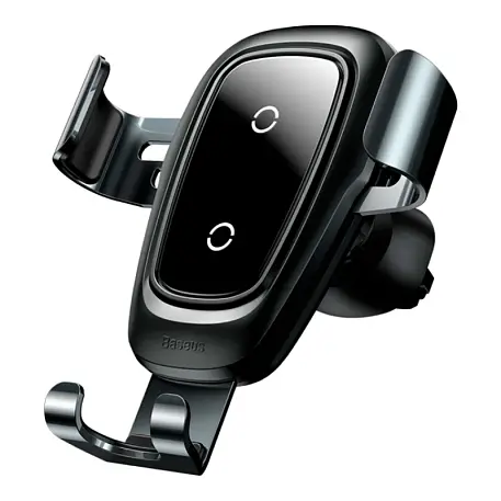 Автомобильный держатель Baseus Air Outlet Version 10W с беспроводной зарядкой (зажим) (Уценка) чёрный (отличное состояние, выцвела упаковка) - 2