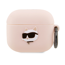 Кобура CG Mobile Lagerfeld Silicone Case With Ring для Apple AirPods 3 силикон, "NFT 3D Choupette" розовый