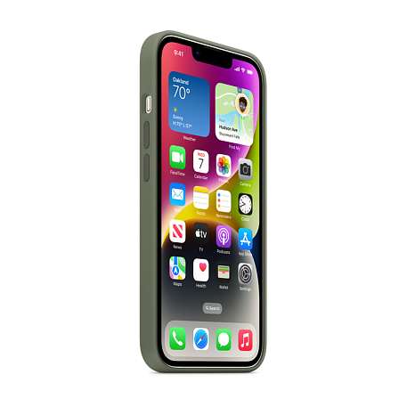 Клип-кейс (накладка) Silicone Case MagSafe для Apple iPhone 14 силикон, оливковый - 2