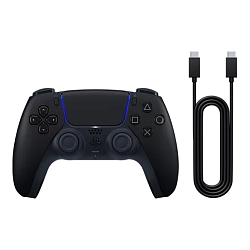 Геймпад Sony DualSense PS5 "полуночный чёрный" (+ кабель Type-C to Type-C)