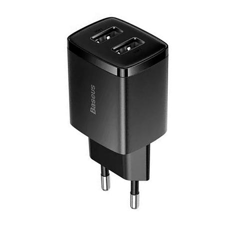 Сетевое зарядное устройство Baseus Compact Dual U 10.5 Вт чёрный - 2
