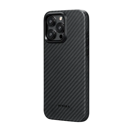Клип-кейс (накладка) Pitaka MagEZ Case Pro 4 для Apple iPhone 15 Pro Max кевлар (арамид), чёрно-серый (полоска) - 2